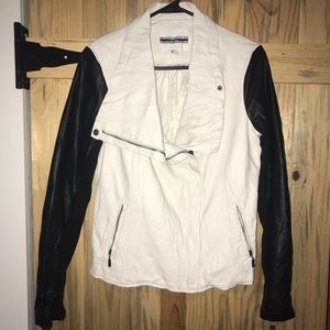 Leather Black & White Scrunch Jacket